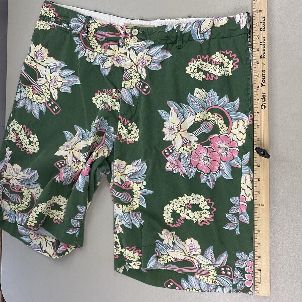 Vtg Polo Ralph Lauren Floral Shorts Mens 36 Green Tropical Floral Ukelele Y2K - Picture 8 of 14